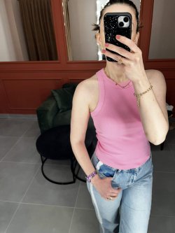 Halter Yaka Basic Atlet - Pembe
