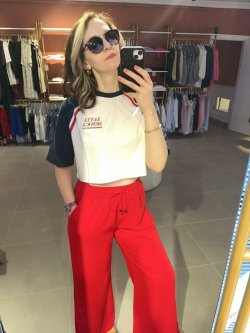 Bağcıklı Tensel Pantolon kırmızı
