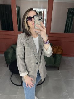 Ekoseli Blazer Ceket