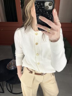 Gold düğmeli hırka ( krem )