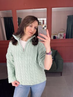 Örgü Desen Triko (su yeşili)