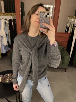 Omuz Atkılı Triko Gri