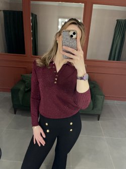 Simli Merserize Bluz vişne