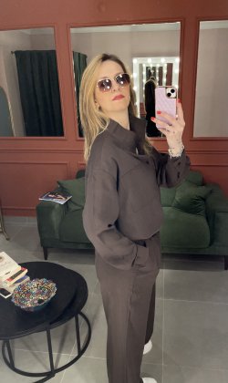 Dik Yaka Tensel Takım (kahve)